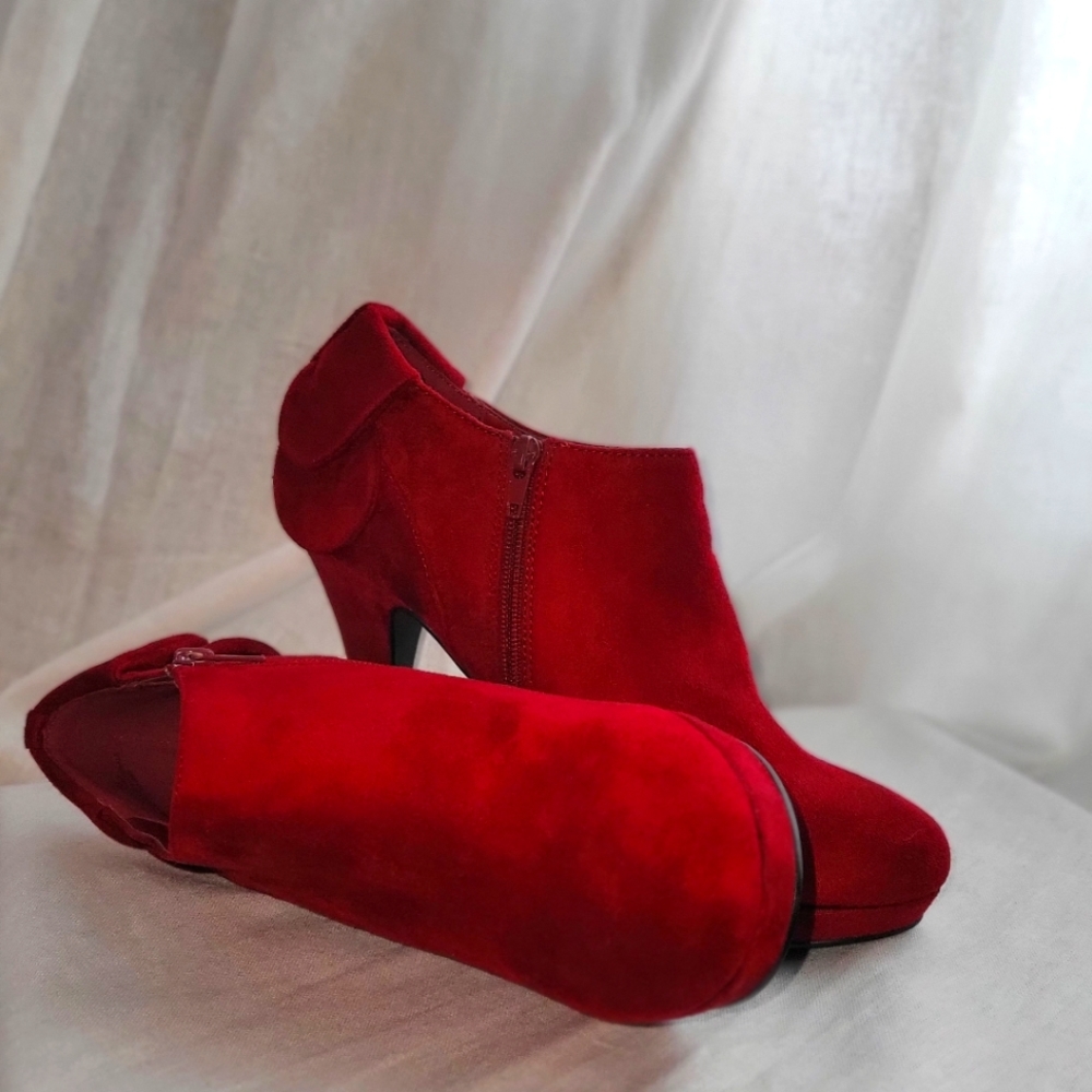 Red suede High Heel booties